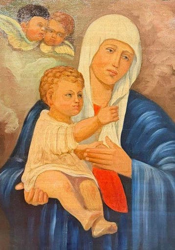 Italiaanse school (XX) - Madonna con Gesù Bambino, Antiek en Kunst