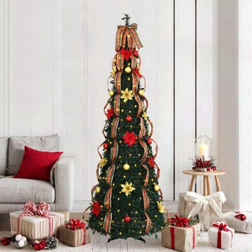 vidaXL Kunstkerstboom met 200 LED met standaard Groen 215 cm, Verzenden, Nieuw