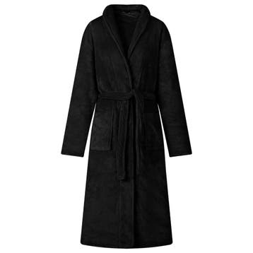 vidaXL Badjas zonder Kap Zwart l Flanel, Kleding | Heren, Pyjama's, Verzenden, Nieuw