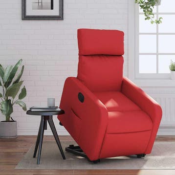 vidaXL Sta-op-stoel elektrisch kunstleer rood, Huis en Inrichting, Fauteuils, Verzenden, Nieuw