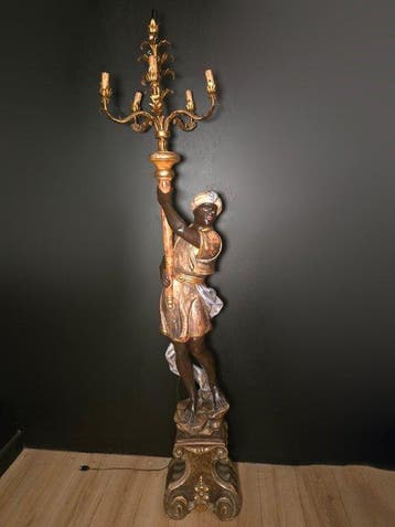 Candelabra vloerlamp - Hout, Brons