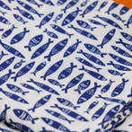 BA189 - Stof Sardine del Mediterraneo – Zeemotief op witte