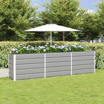 vidaXL Plantenbak Lichtgrijs 290 x 50 x 75 cm Gegalvaniseerd, Verzenden, Minder dan 60 cm, Nieuw, Metaal