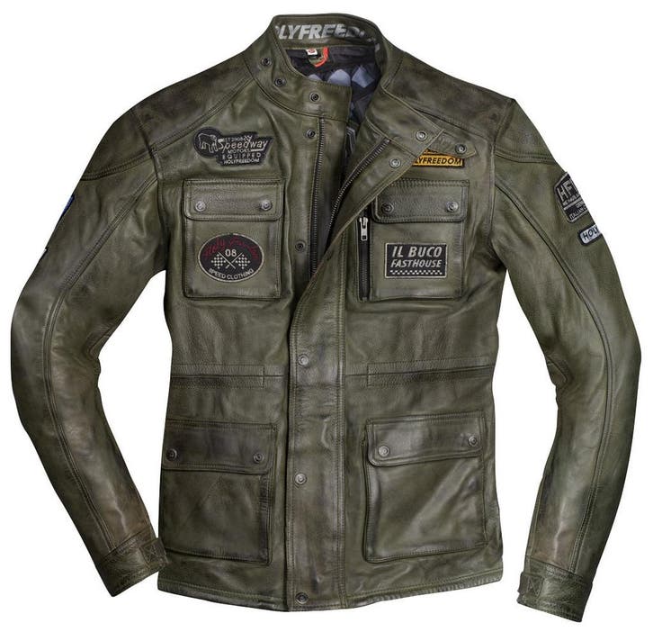 HolyFreedom Quattro Evolution Groen Leren Motorjas, Motoren, Kleding | Motorkleding, Heren, Nieuw met kaartje, Jas | leer, Verzenden