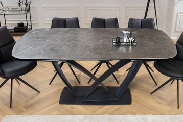 Eettafel PAPILLON 180-220-260cm marmerlook grafiet keramiek, Ophalen of Verzenden, Nieuw