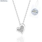 Zilveren Swarovski Zirconia Hart ketting, Verzenden, Nieuw, Zilver