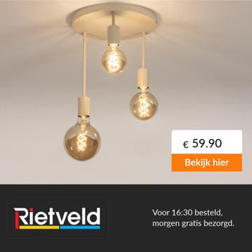 Rietveld-Plafondlampen-Beige, Zand-Metaal, Verzenden, Nieuw