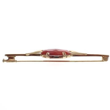 Antiek gouden broche met carneool, Gebruikt, Ophalen of Verzenden, Met edelsteen, Goud