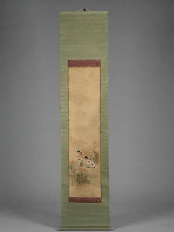 Japanese Silk Kakejiku (Hanging Scroll) - Hand-Painted