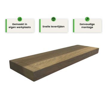 Houten wandplank - Havanna - Klein - 4cm dik eiken - Recht, Verzenden, Nieuw