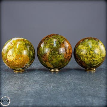 Groen Opal-Set – Drie bollen van natuursteen in tijdloze