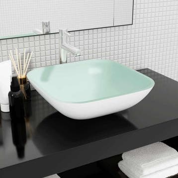 vidaXL Wasbak 42x42x14 cm glas wit, Verzenden, Nieuw