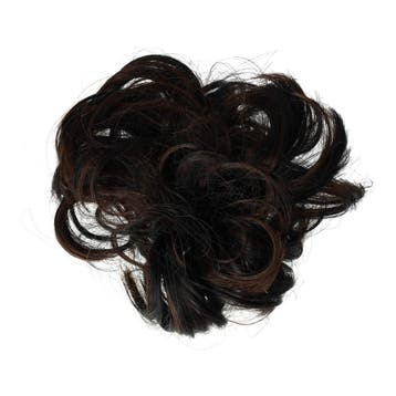 Haarelastiek Scrunchie – Imitatiehaar – Zwart Donkerbruin, Nieuw
