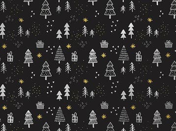 Inpakpapier Kerst Witte kerstbomen Zwart - Breedte 30 cm -, Ophalen of Verzenden, Nieuw, Overige typen