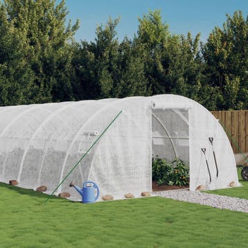 vidaXL Tuinkas met stalen frame 80 m² 20x4x2 m wit, Verzenden, Nieuw