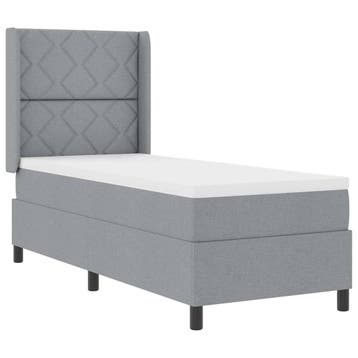 vidaXL LED Box Spring Bed met hoofdeinde Lichtgrijs 80 x 200, Verzenden, Nieuw, Eenpersoons, Stof