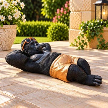Beeldje - Relaxing Gorilla Statue Decorative Figurine - Hars