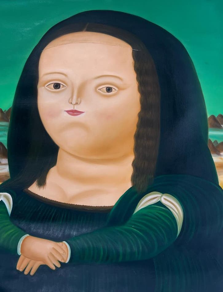 Fernando Botero – Mona Lisa | portret (H=74 cm), Huis en Inrichting, Woonaccessoires | Schilderijen, Tekeningen en Foto's, Nieuw