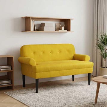 vidaXL Loungebank met knopencomfort Geel 120 x 66 x 78 cm, Verzenden, Nieuw, Stof, Minder dan 150 cm