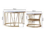 2-Delige Moderne Ronde Salontafel Set – Marmeren Textuur, Minder dan 50 cm, Kunststof, 50 tot 100 cm, Verzenden