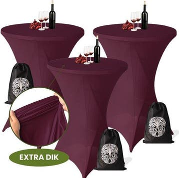 Statafelrok Bordeaux x 3 (Donker Rood) – Ø80-85 x 110 cm – L, Verzenden, Nieuw