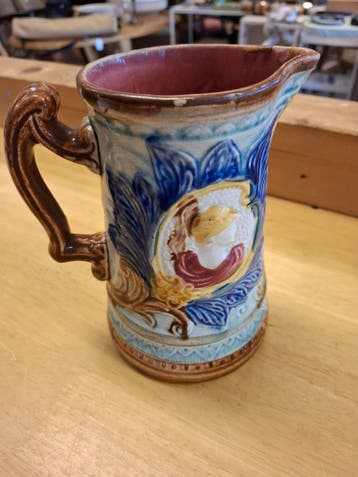 Majolica kan, deco, Ophalen of Verzenden