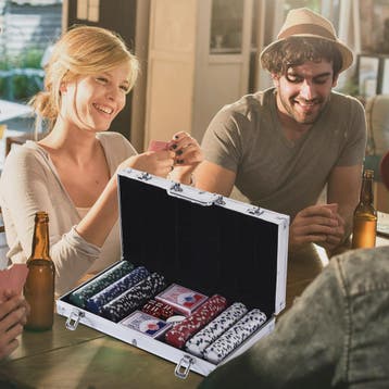 Complete Poker Set met 300 Chips, Kaarten en Aluminium Koffe, Verzenden, Nieuw