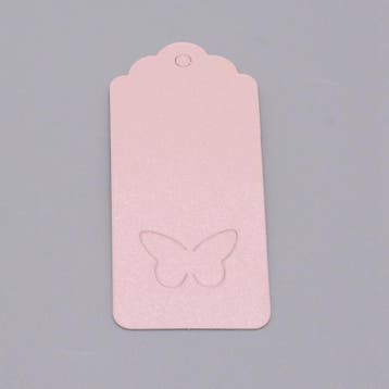 25 x roze kartonnen labels met vlinder – 40 x 90 mm, Ophalen of Verzenden, Nieuw