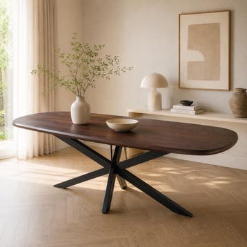 DS4U Mees Deens ovale eettafel - 230 cm - hout - bruin, Ophalen of Verzenden, Nieuw, Bruin