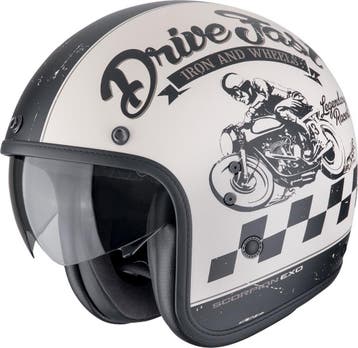 Scorpion Belfast Evo Drive Fast Zwart Beige Jethelm, Jethelm, Nieuw met kaartje, Overige merken, Heren