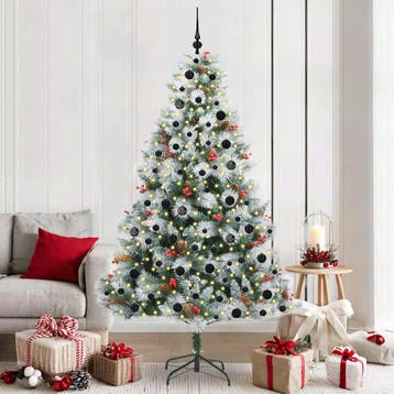 vidaXL Kunstkerstboom Groen en wit 210 cm PVC en Metaal en, Verzenden, Nieuw