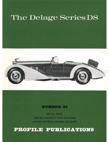 THE DELAGE SERIES D8 (PROFILE PUBLICATIONS 34), Nieuw, Author