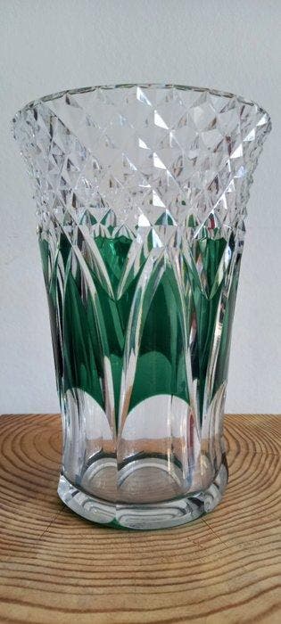 Val Saint Lambert - Vaas - Kristal - Smaragdgroene vaas
