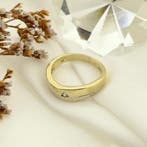 Bicolor gouden ring met zirconia, Sieraden, Tassen en Uiterlijk, Ringen, Gebruikt, Overige kleuren, 19 tot 20, Ophalen of Verzenden