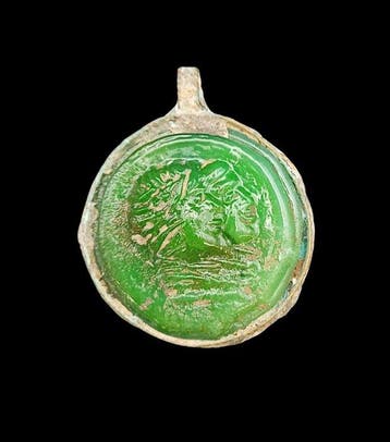 Oud-Romeins Brons, Glas Cameo-hanger - 42 mm (Zonder