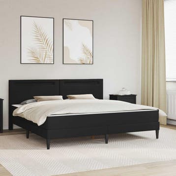 vidaXL Bedframe met LED-stripverlichting Zwart 180 x 200 cm, Overige materialen, Verzenden, Zwart, Nieuw