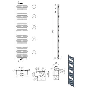 Designradiator Nile Gobi 180x40cm 699W Glanzend Wit, Ophalen of Verzenden, Nieuw