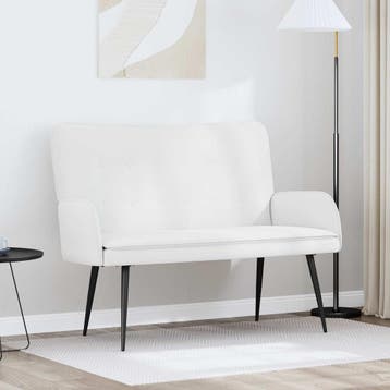 vidaXL 2-Zits Sofa Wit 115 x 61 x 87 cm Stof, Verzenden, Minder dan 150 cm, Stof, Nieuw