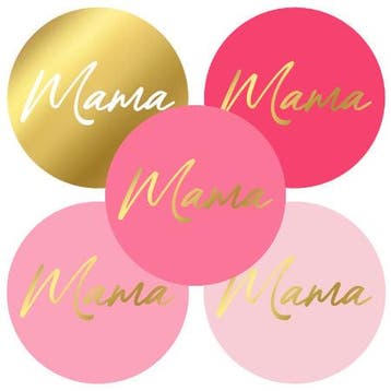 5x MAMA Roze met Goudfolie (Stickers), Ophalen of Verzenden, Nieuw, Meerdere stickers