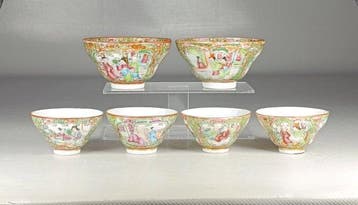 Kom (6) - 6 tasses à thé / bols - Porselein, Antiek en Kunst