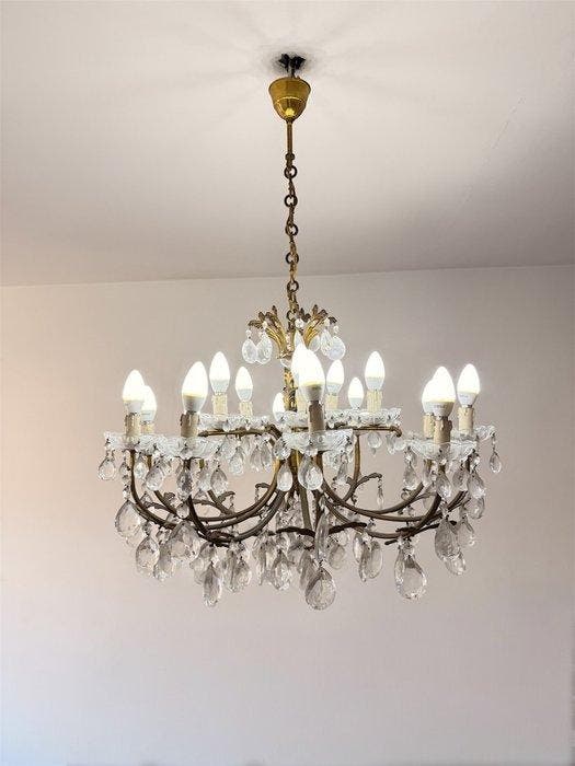 Kroonluchter - Brons, Kristal, Legering - Bronzen, Antiek en Kunst, Curiosa en Brocante