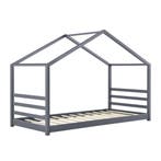 Kinderbed huisbed met bedbodem 90x200 cm donkergrijs, Verzenden, Nieuw