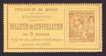 Monaco 1886 - Zeldzame postzegel 50c. Telefoni Bollettino di, Gestempeld