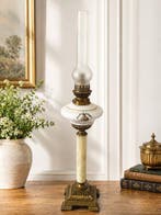 Lamp - Messing, Glas, Onyx - kerosinelamp