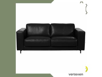 Leren bank Clear - 2,5 zits - Granada Black (zwart) - Poten, Huis en Inrichting, Bohemian, Eigentijds, Modern, Retro, Vintage