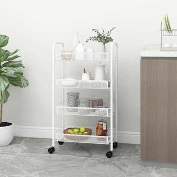 vidaXL Keukentrolley 4-laags 46x26x85 cm ijzer wit, Verzenden, Nieuw