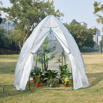 [en.casa] Tuinkas Hunze foliekas 200xØ240 cm wit en groen, Verzenden, Nieuw