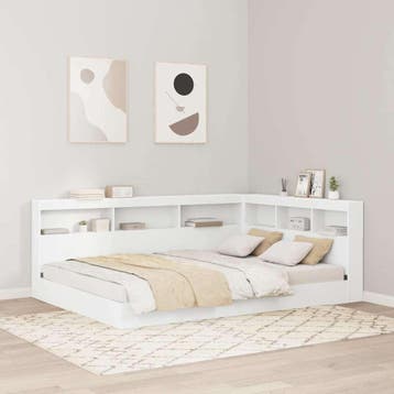 vidaXL Boekenkast Bed met plank Wit 160 x 200 cm Bewerkt, Verzenden, Nieuw, Wit, Hout