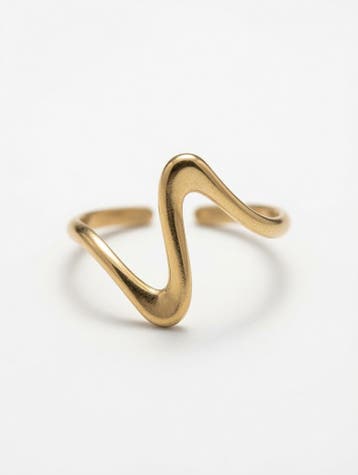 Goud-Stijl Vergulde Gebogen Ring Sieraden, Nieuw, Dame of Heer, Goud, IJzer of Staal