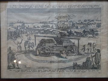 Gravure meelwagen bij beleg Lochem Spinola 1606 monogram HVD, Antiek en Kunst, Kunst | Etsen en Gravures, Verzenden